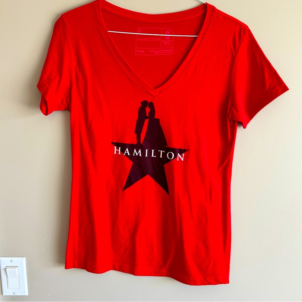 Hamilton Broadway Show Shirt . Nice logo on the front.